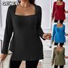 Women's Fashion Casual Solid Color Print Long Sleeve Blouses & Shirts