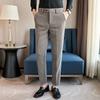 Autumn Winter High Quality Men's Wool Suit Pants Solid Striped Smart Casual Slim Fit Suit Trousers Men Cotton Woolen Dress Pants