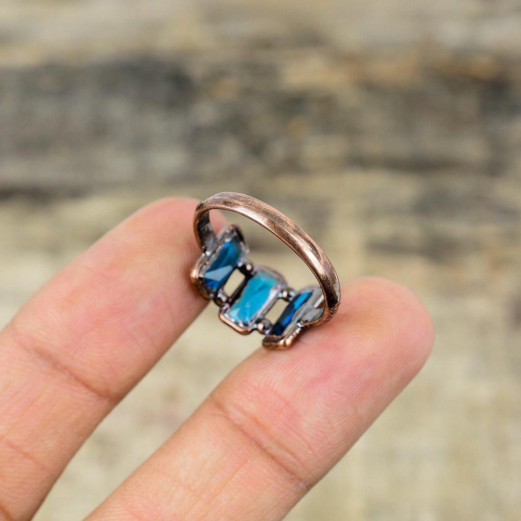 Swiss Blue Topaz Ring Electroformed Copper Ring Handmade Ring Copper Jewelry Real Gemstone Ring Electroformed Jewelry Available In Ring Size