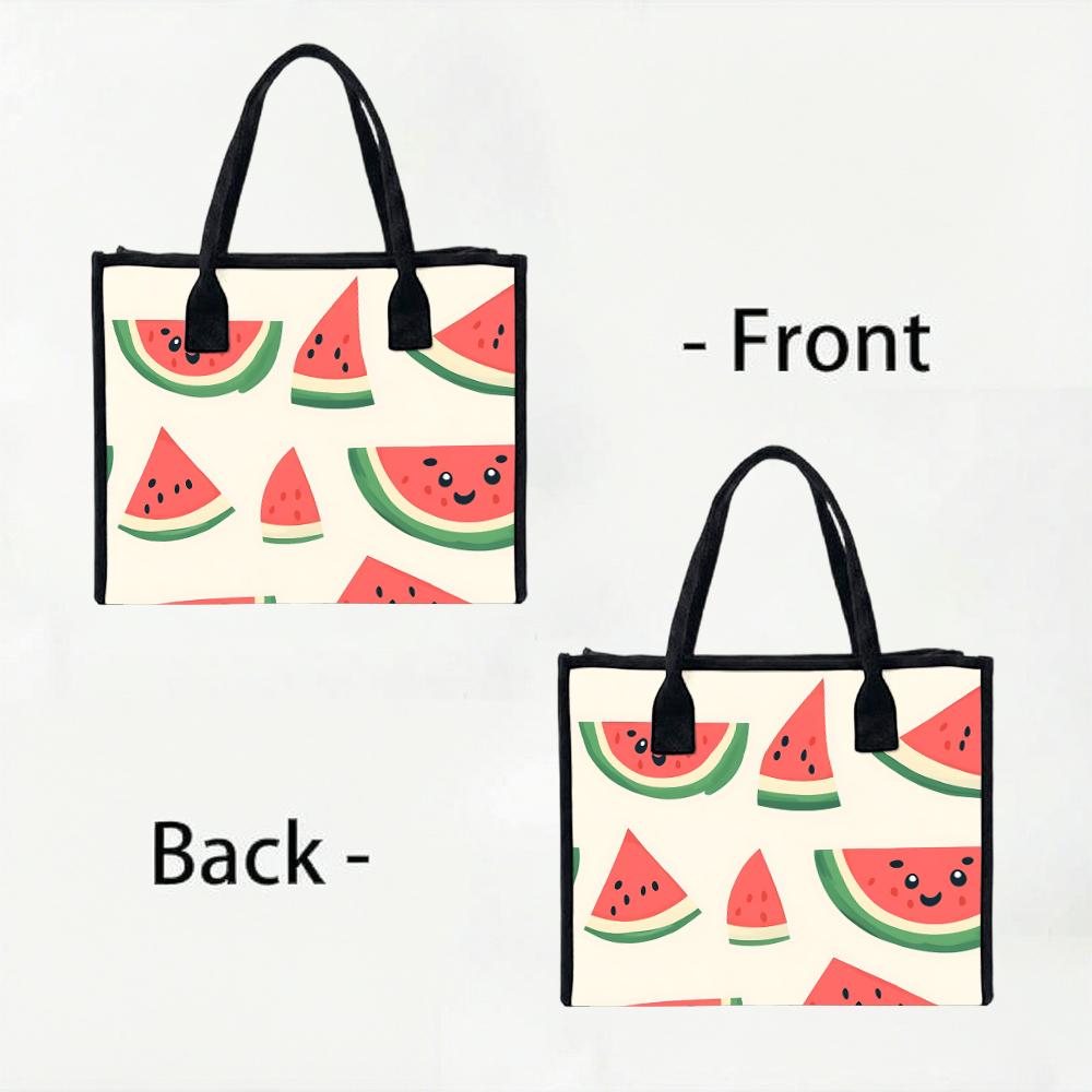 Cute Watermelon Print Large Tote Bag Casual Lightweight Shoulder Bag for Daily Shopping Travel