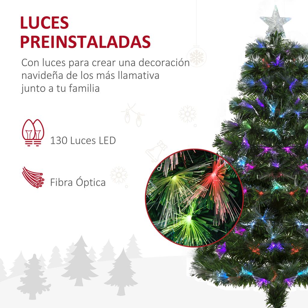 120cm Artificial Christmas Tree with 130 Multi-Color LED Lights and Bright Decorative Star, Fiber Optic Stand