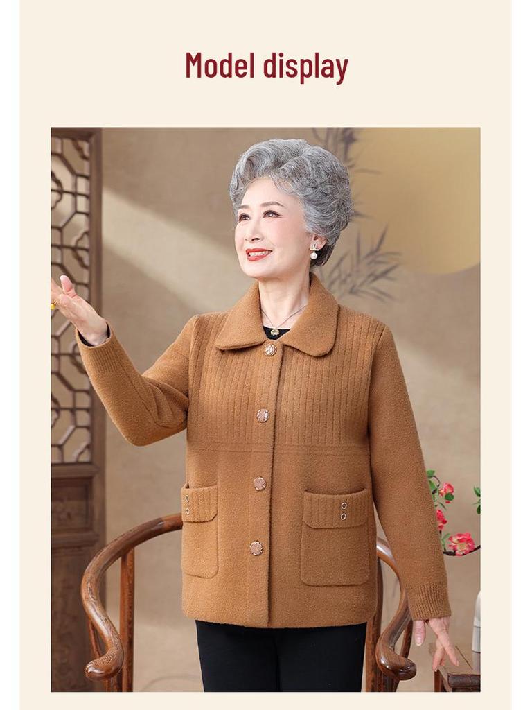 Spring Cardigan for Women - Middle-Aged to Elderly, Long-Sleeved Top for Moms and Grandmas
