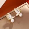 French Style Pearl Bowknot Earrings For Women Sweet Exquisite Irregular Bow Stud Earrings For Women Ear Buckle Party Holiday Jewelry Gifts