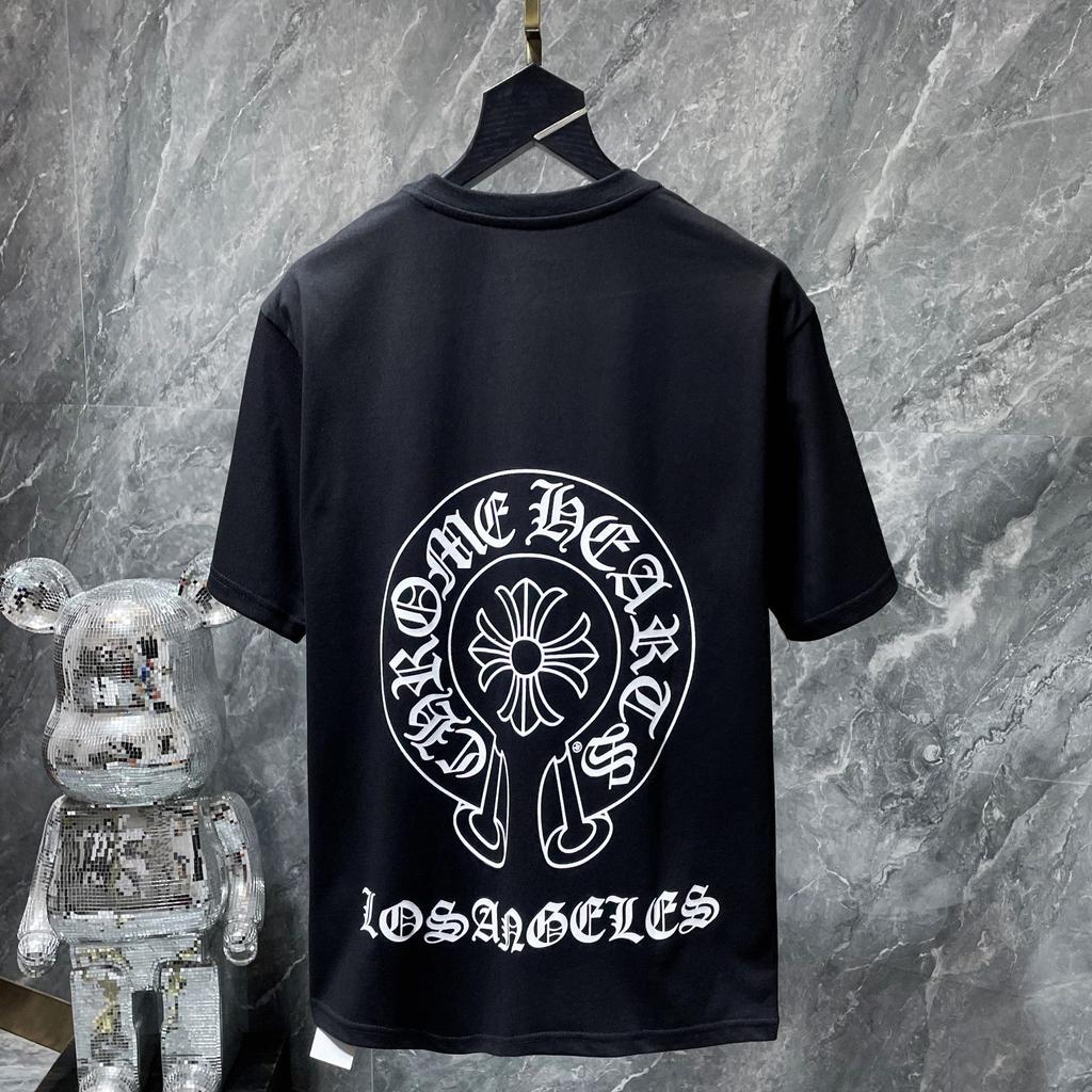 8043 CHROME HEARTS 2025 Summer New High Quality Cotton Round Neck Loose Large Size Men's and Women's T-shirt Couple T-shirt