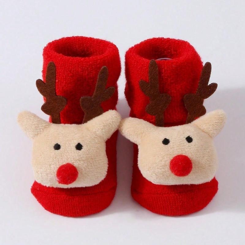 Terry Socks for Infants 0-12 Months Christmas Pattern Warm Cotton Socks Warm & Protective Socks for Indoor & Outdoor Use