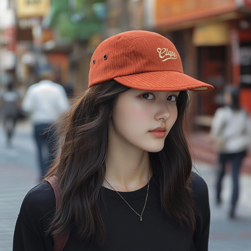 Clape Flat Cap with Embroidered Large Adjustable Perfect for Outdoor and Exercise Men's 5-Panel Logo, Size, Fit, Cycling, Golf, Activities, (Orange