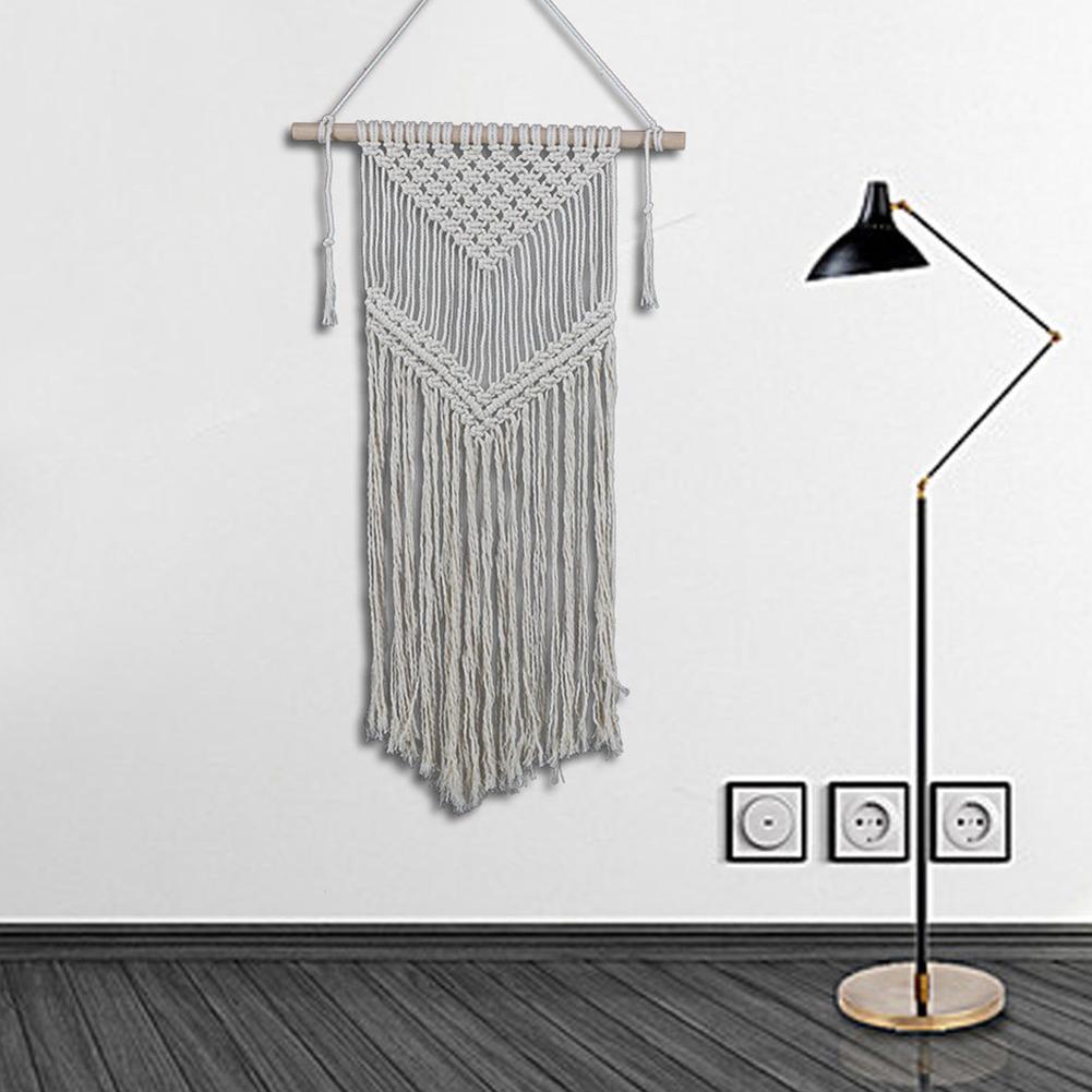 Pure Cotton Tapestry Hand Woven Cotton Tassel Hanging Tapestry for Living Room Wall Decor Beautiful Apartment Dorm Room Decoration