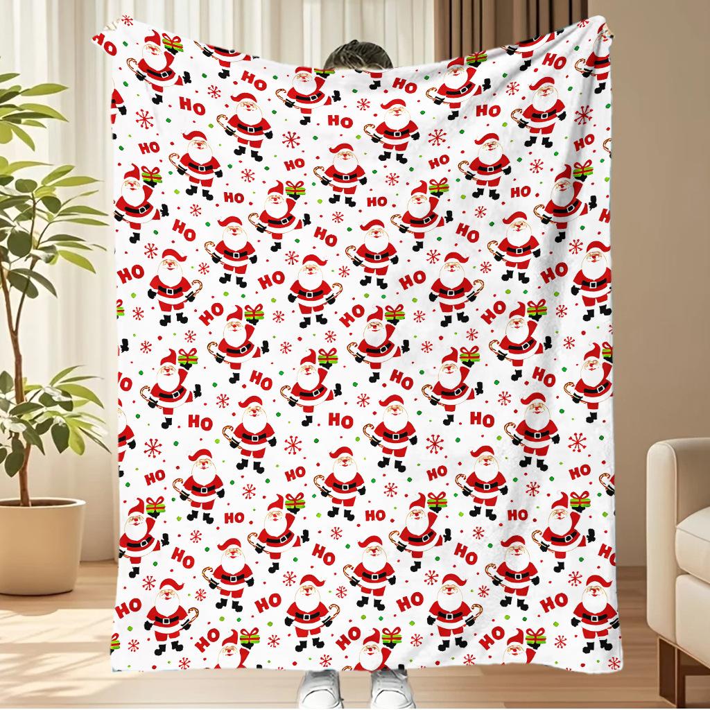 Merry Christmas Blanket Christmas Tree Gingerbread Man Red Flannel Blanket for New Year Christmas Gift for Family Nana Mon Dad
