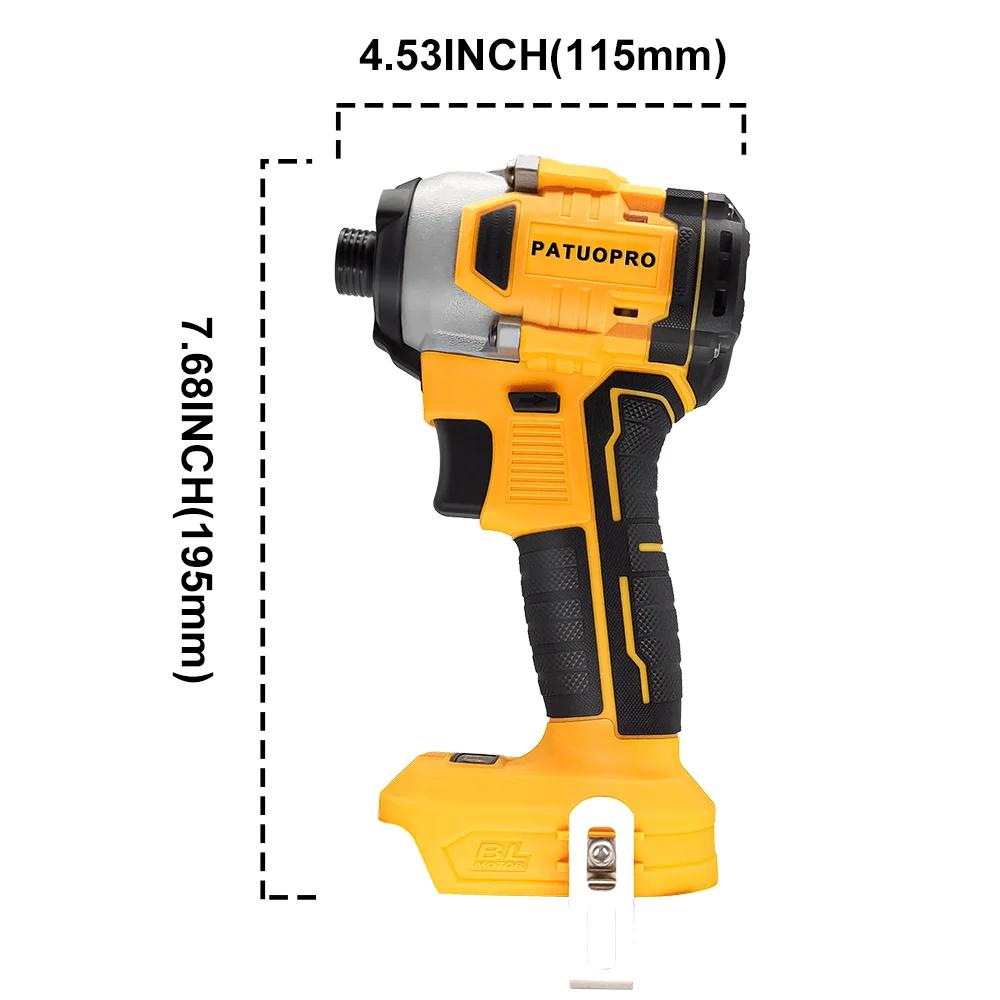 PATUOPRO 4-Speed Brushless lmpact Screwdriver 250N.m Cordless Drill Driver 2-Mode Power Tools For Makita 18V Battery(No Battery)