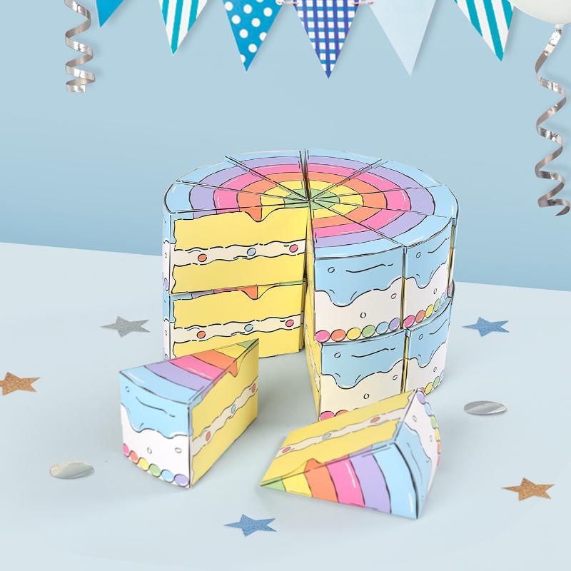 8/10 Bucăți Cutie Cadou din Hârtie în Formă de Tort Triunghiular Cutii Ambalaj Deserturi Bomboane Fursecuri Cadouri pentru Petrecere de Ziua Copiilor Baby Shower