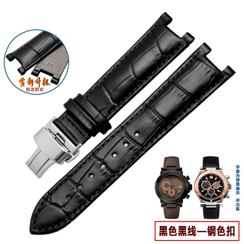 Kopfschicht Lederarmband Krokodilmuster Rindsleder für YA133309 Gales 20*11mm 22*13mm Uhrenarmband Schwarz Braun Herren Accessoires