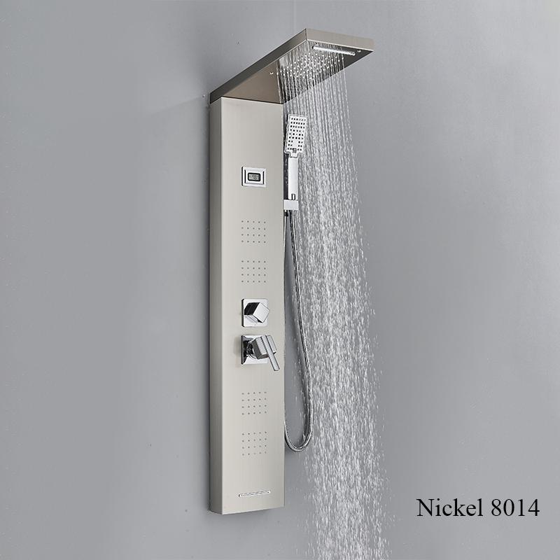 Digital Display Rainfall LED Light Shower Panel Shower Bathroom Black SPA Massage Jet With Handshower Bidet Sprayer Shower Tap