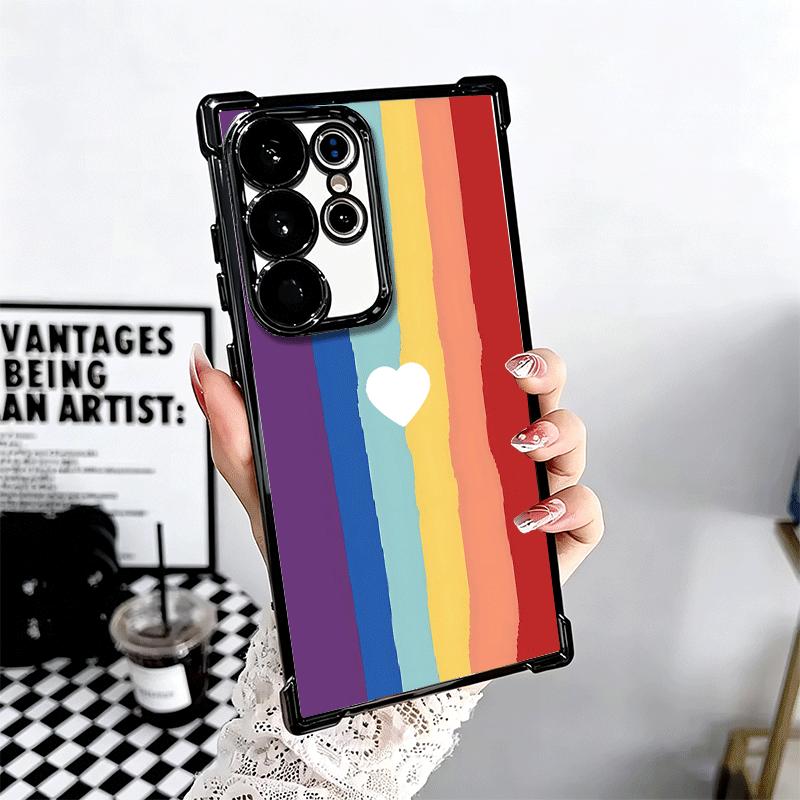 Regenbogen-Gradient-Liebesdesign Beschichtetes Handyhülle Für Samsung Galaxy S24 S25 FE S26 Edge S23 Ultra S22 S21 Plus S20 Sturzfest Aira