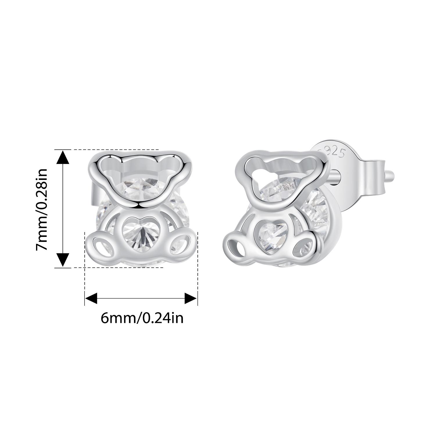 

Серьги-гвоздики WOSTU из стерлингового серебра 925 пробы с медведем и цирконом для женщин и девочек, изящные ювелирные изделия, вечерние, повседневные, свидания, прекрасный подарок SCE1764