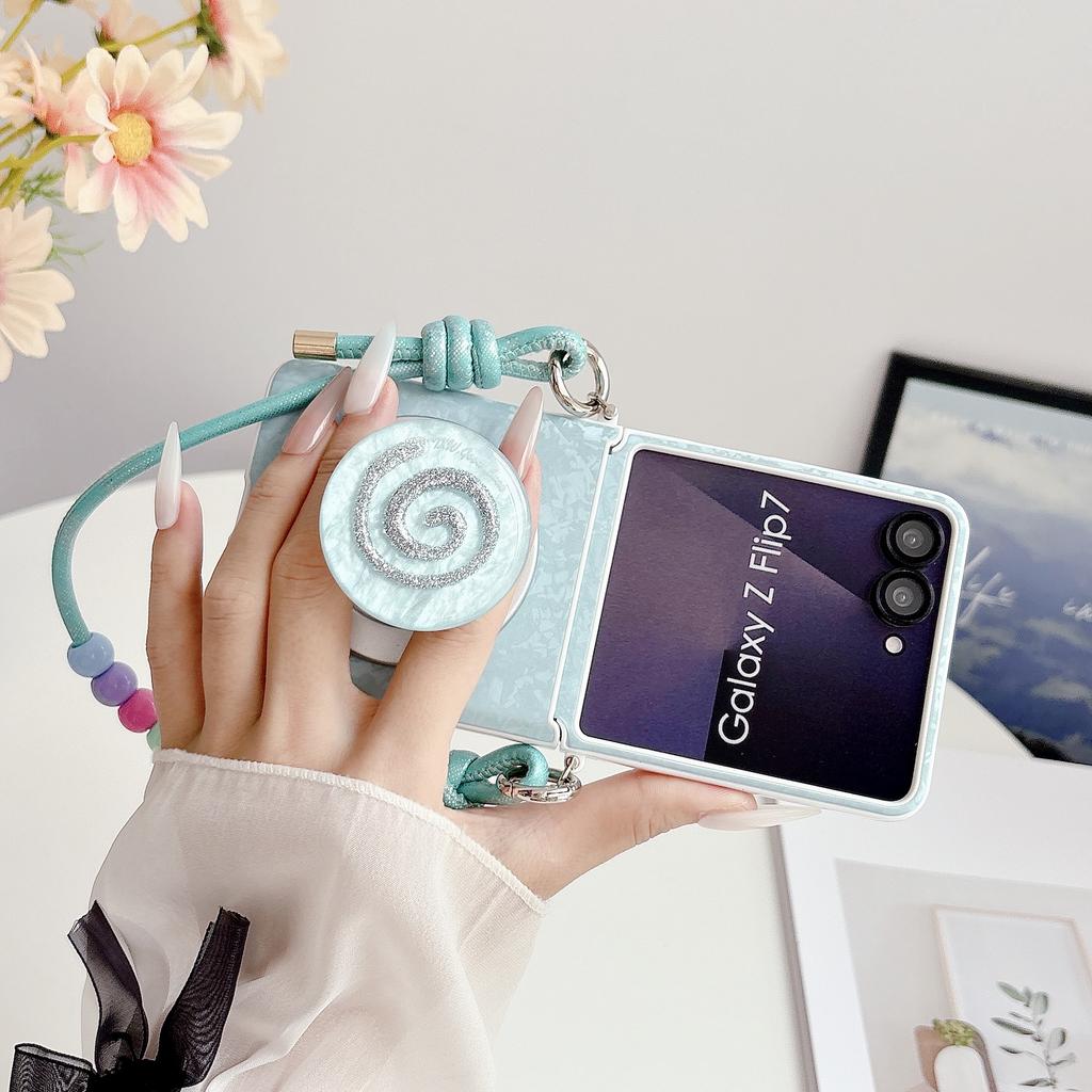 Dopamine Color Palette for Magnetic Stand Hinge Protection Wrist Strap Phone Case for Samsung Galaxy Z Flip 7 FE 6 5 5G Cover