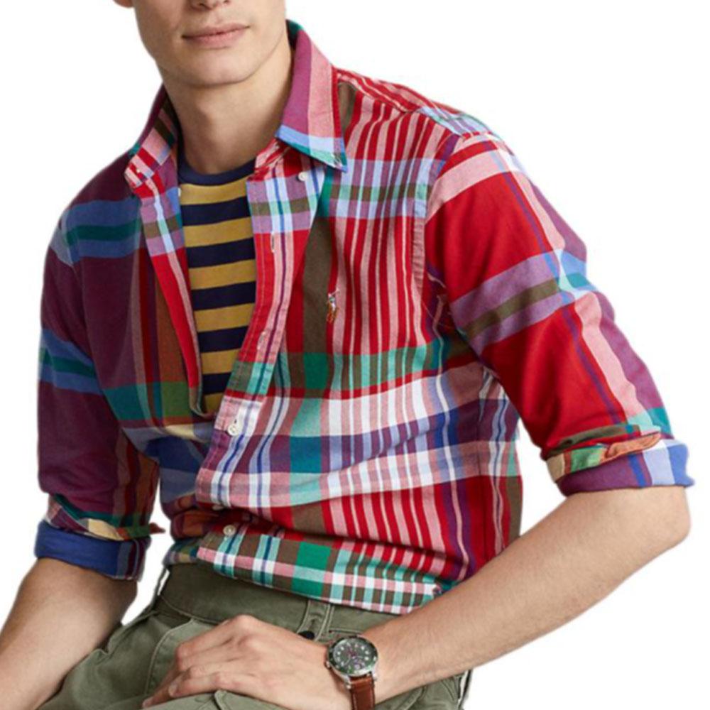 Polo Ralph Lauren Classic Fit Oxford Geruit Overhemd Heren overhemden Rood 710813021-013