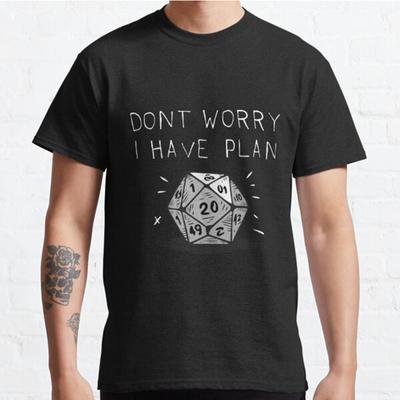 Herrenmode Lässig Kurzarm Keine Sorge Ich habe einen Plan Schwarze T-Shirts Übergroße T-Shirts