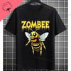 UnisexS Zombie Bee Apocalypse Graphic TShirt with Creepy Undead Horror Design Black Pure Cotton Shortsleeve Tee Outdoor Clothing