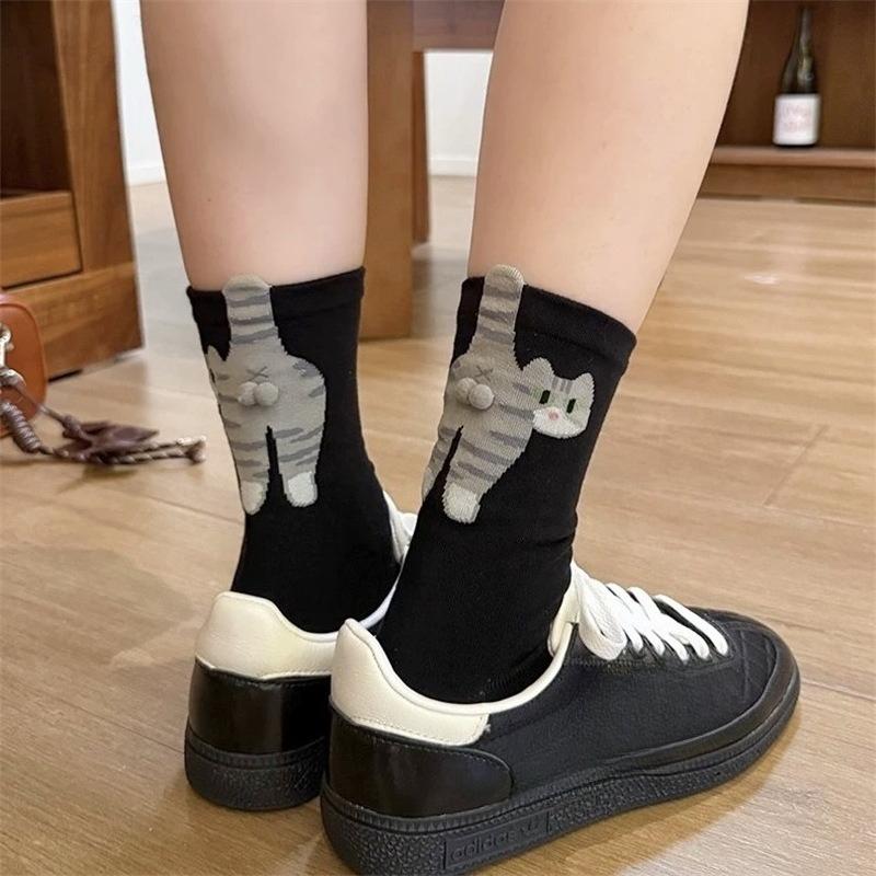 3 Pairs Women's Cat Socks 3D Cat Socks Quirky Socks Spring Autumn and Winter Socks Lot