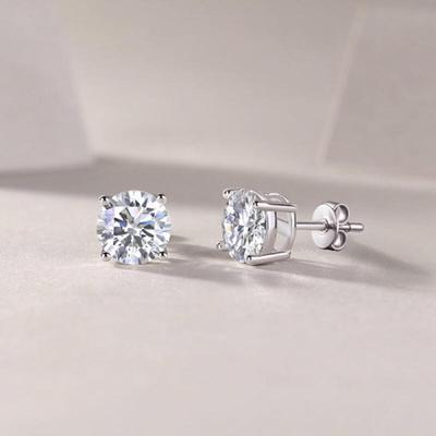 Moissanite Lab Diamond 4-Prong Earrings BME017