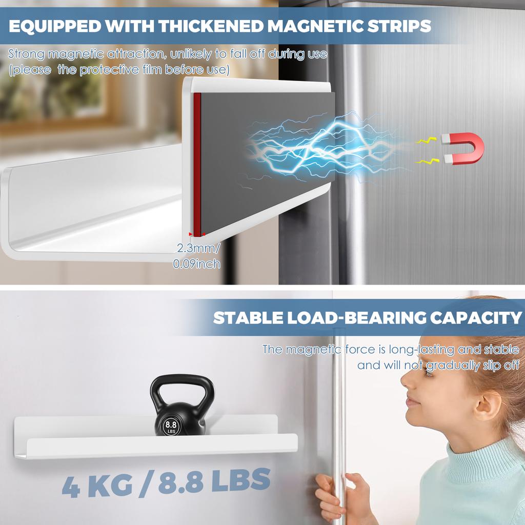 2/4Pcs Magnetic Book Shelf 16.93 Inch Reusable Acrylic Magnetic Shelf Holds 8.8 Lbs Multi-purpose Magnetic Holder for Classrooms