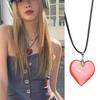 Large Heart Necklace Crystal Heart Pendant Clavicle Chain Romantics Heart Choker Anniversaries Gift for Women Girl Teen