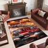 Fire Truck Theme Crystal Velvet Rug Personalized Custom Name Text Soft Floor Mat Home Decor