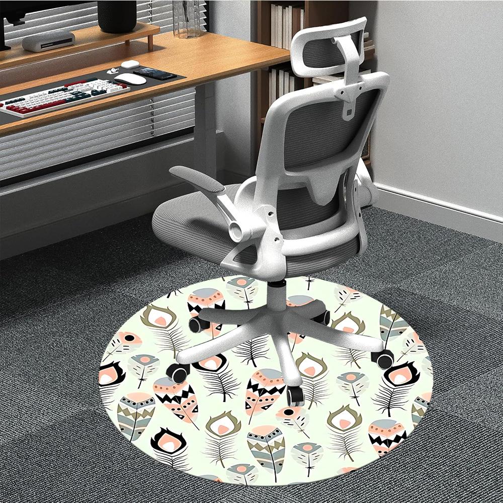

1pc Feather Pattern Chair Carpet for Office, Non-slip, Soft and Durable Office Rug for Interior Decoration, Perfect for Office yy260313067 80cm by 80cm