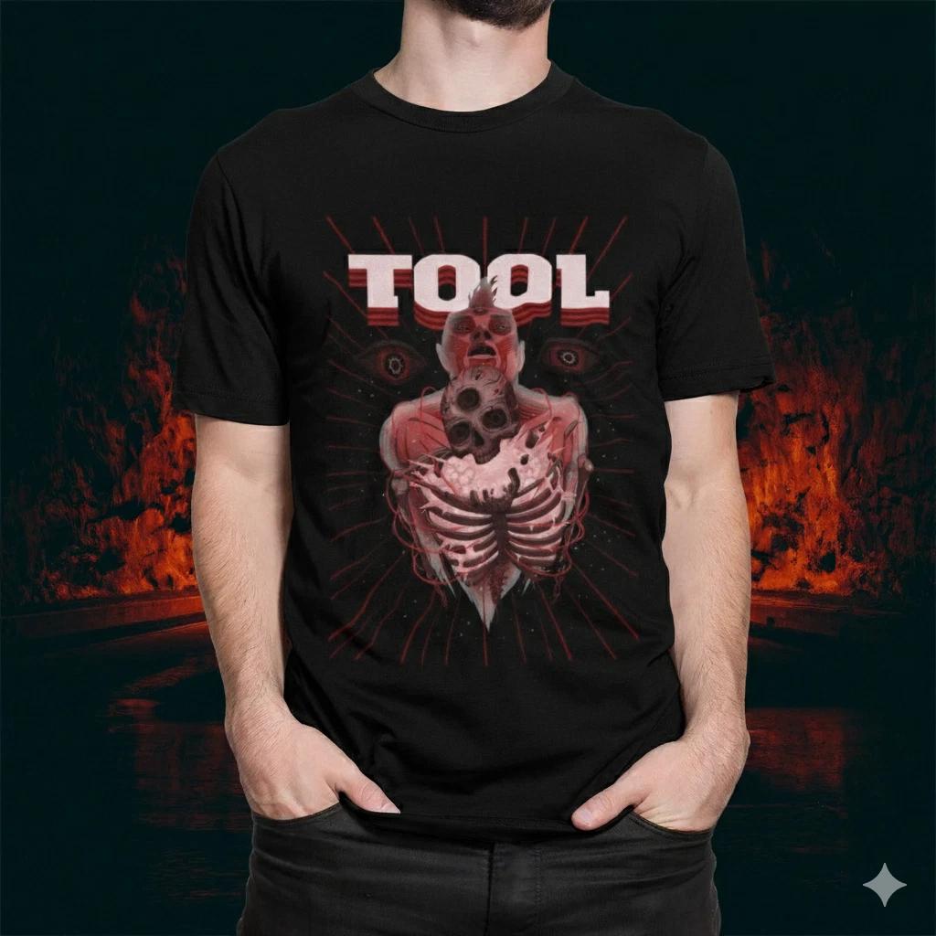Unisex Adult Casual Music Tool Skeleton Graphic T-Shirt isex Prog M... XXXL