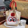 Cute Knitted Bucket Bag Creative Pattern Leisure Wrist Bag Versatile Portable Handbag for Women Girls