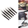 Strong Stainless Steel ESD Anti-Static Precision Tweezers Set - 6 Tools for Reliable Electronic Repairs and Process bending&St