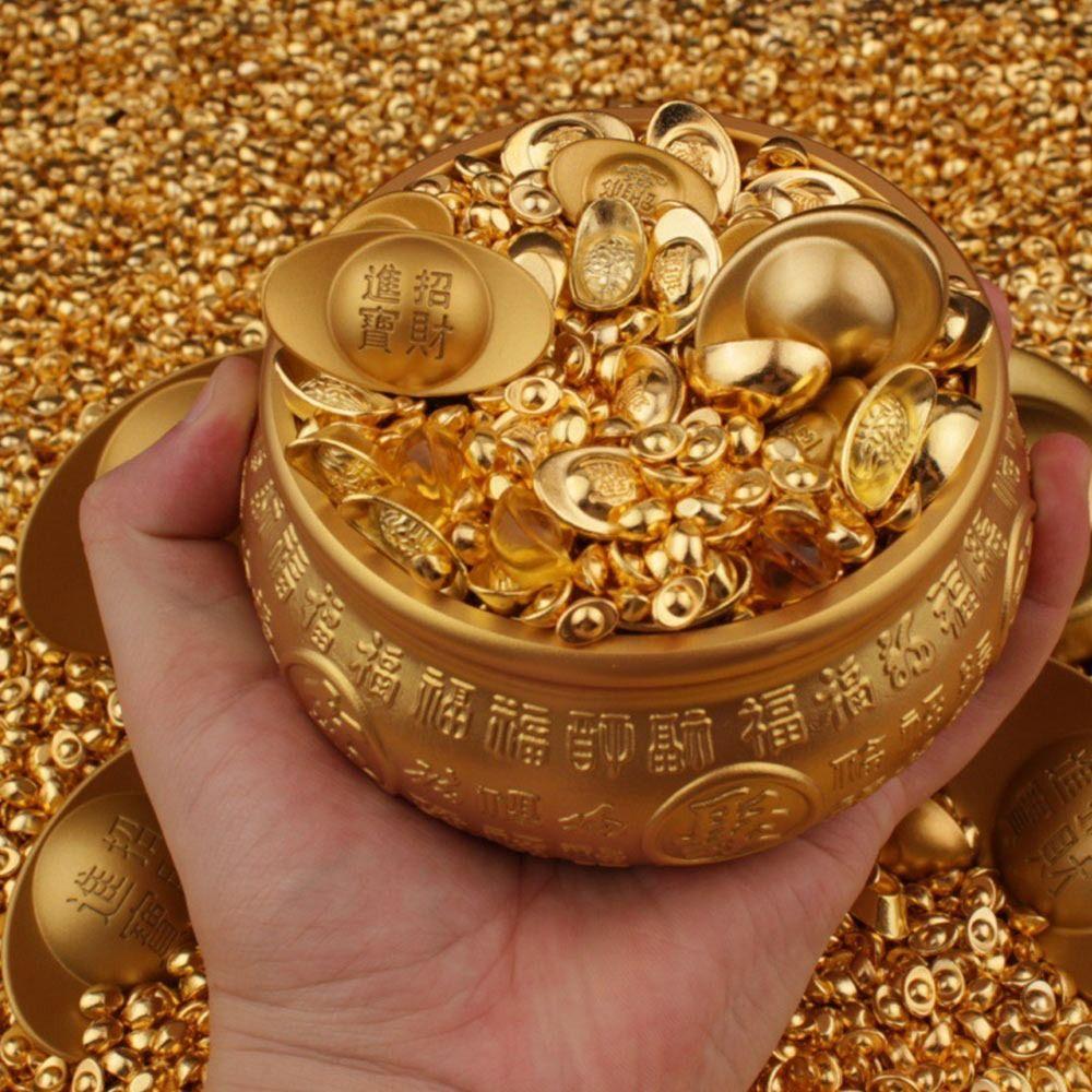 100PCS Gold Mini Gold Dollars Attract Wealth Photo Props Chinese Feng Shui Ornaments Gold Melon Seeds Handicrafts