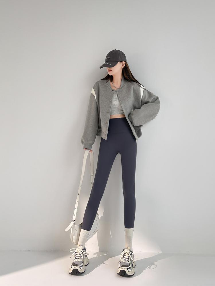 Autumn Winter Lamb Velvet Thicken Sharkskin Leggings Women High Waist Seamless Slimming Warm Leggings Pants