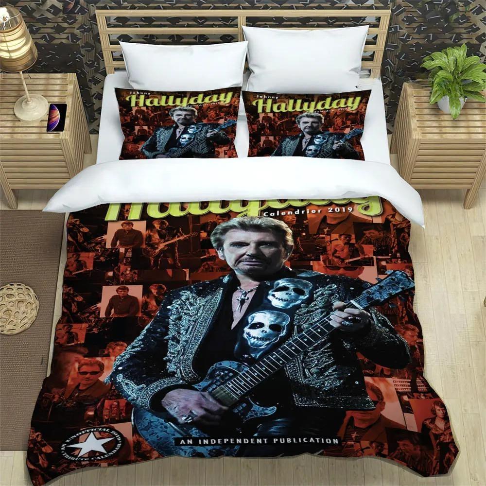 Rock Star Johnny Hallyday Bedding Set Johnny Hallyday Duvet Cover Pillowcase Adult Boy Girl Bedroom Decoration
