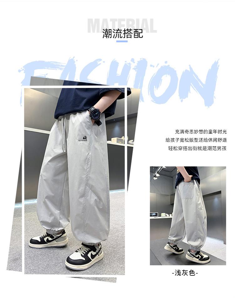 Boys' cool quick drying pants summer 2026 new children's summer pants breathable mid size children's leg tied pants