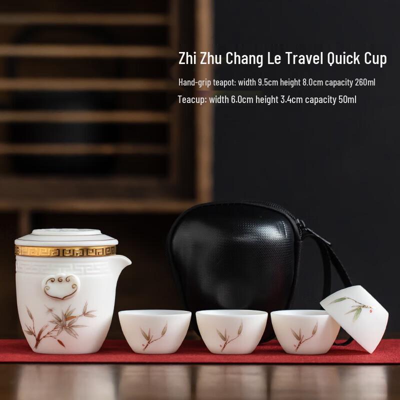 Portable Mutton-Fat Jade Porcelain Travel Tea Set