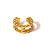 18k Gold Plated Stainless Steel Spiral Hammered Open Couple Rings