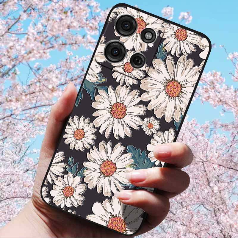 For Motorola Moto G15 4G/ G15 Power/G75 5G 3D Relief Flower Emboss Soft Silicone Cases Back Cover with 3D Flower Patter for G15