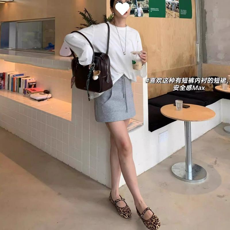 Spot~ 2025 autumn new retro ballet shallow mouth one-word buckle flat bottom leopard print single shoes genuine leather Mary Jane