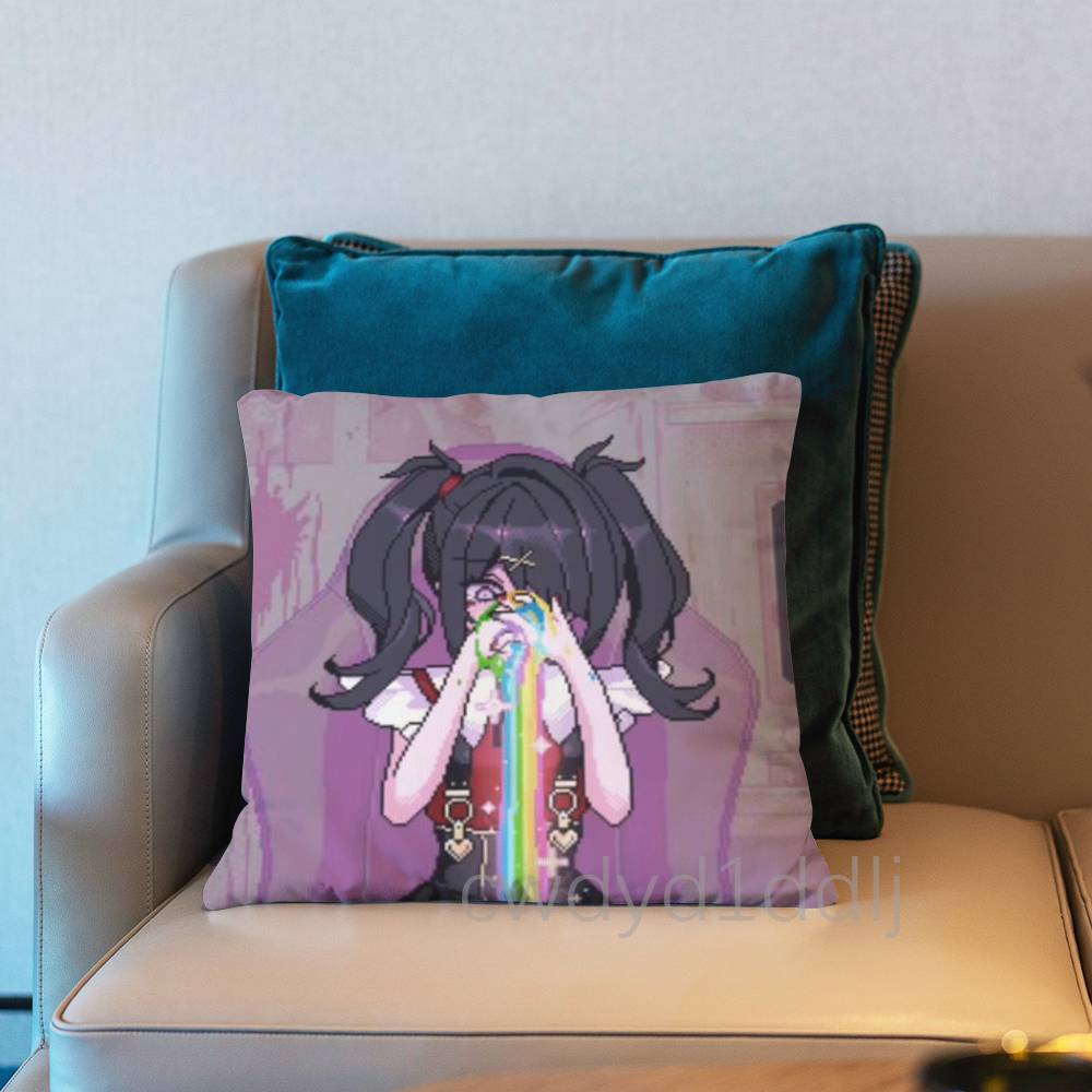 AAme Chan Needy Streamer Overload Pillow Case Short Plush Sofa Decorative Gift Home Doublesided Printing Cushio