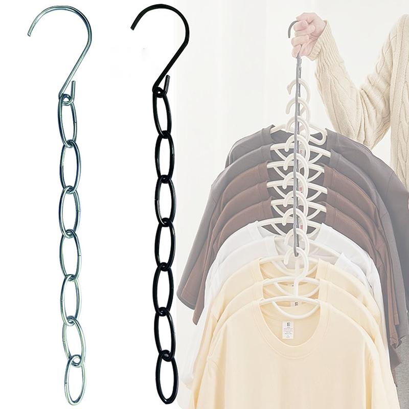 1/5Pcs Stainless Steel Clothes Hanger Organizer Space-Saving Foldable Wardrobe Rack For Efficient Clothing Storage