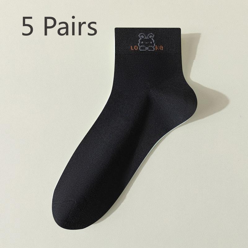 5 Paar Dünne Atmungsaktive Schweißabsorbierende 7A Antibakterielle Geruchshemmende Reine Baumwolle Röhrensocken für Damen, Frühling und Sommer