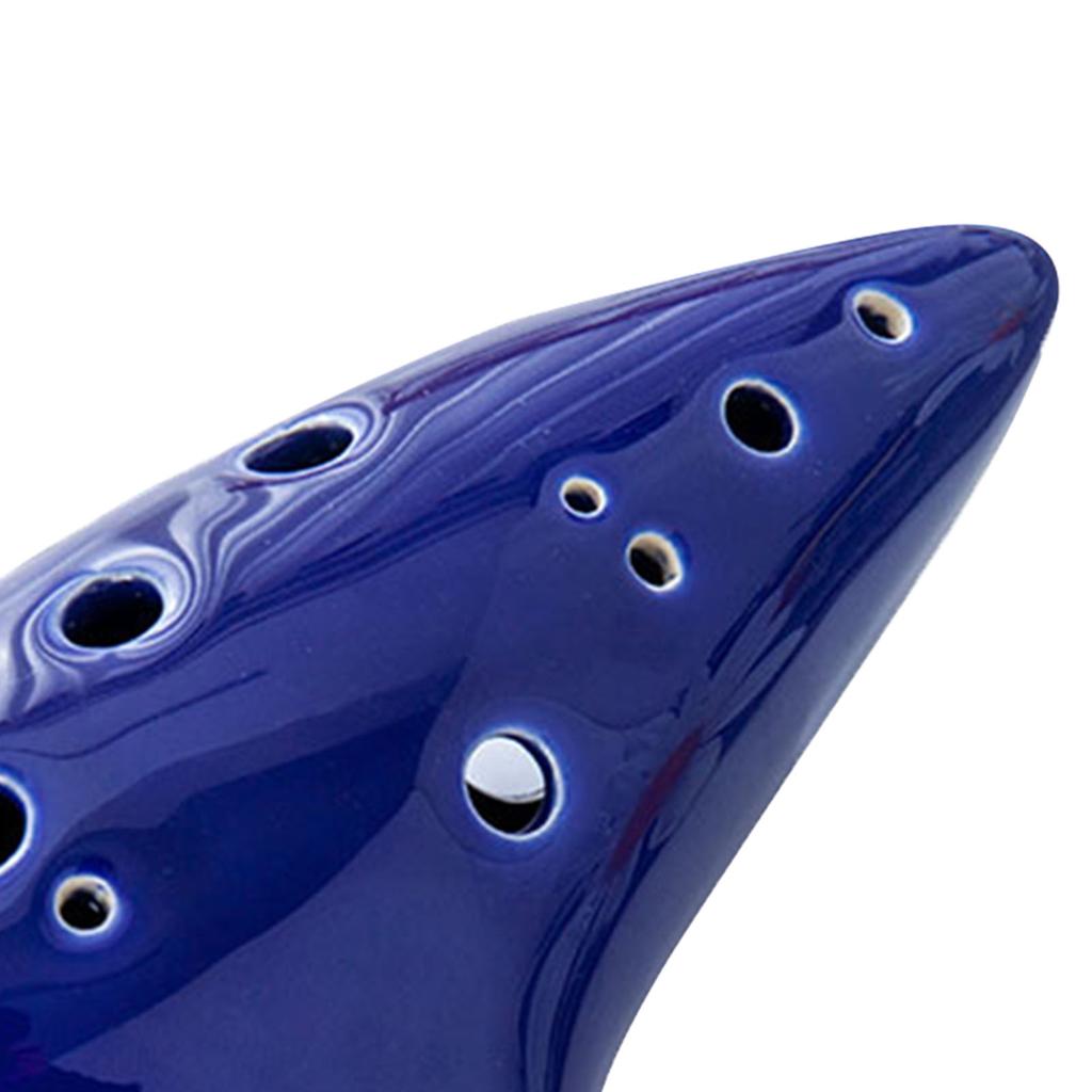 12 Holes Alto C Ocarina Ceramic Ocarina with Lanyard Handrest Mini Wind Instrument for Beginners