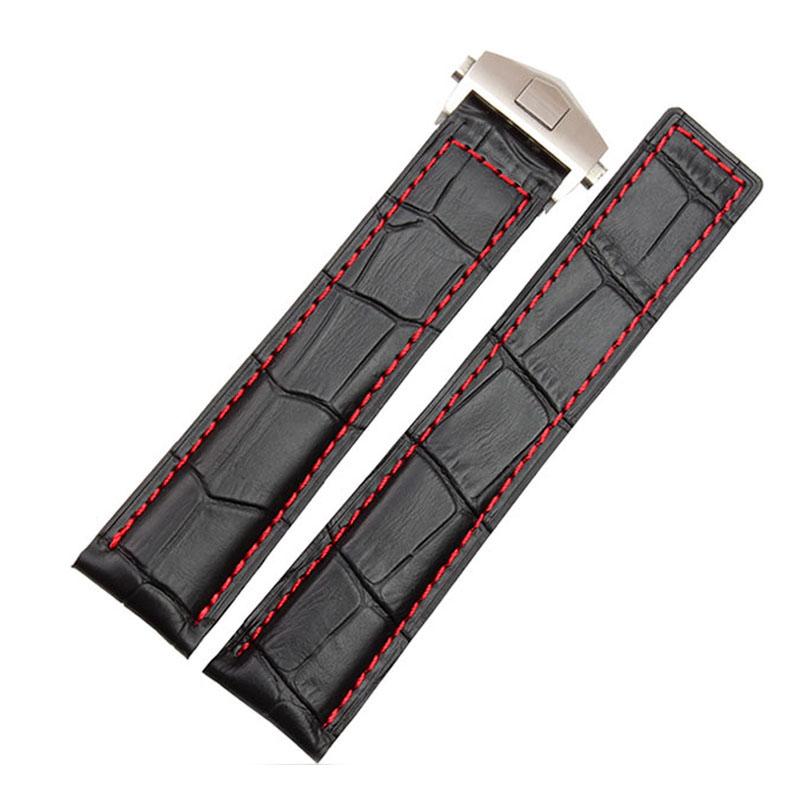 Genuine Leather Bracelet 19mm 20mm 22m for Tag Heuer Watchband Men Wristwatches Band Accessories Fold Buckle Leather Watch Strap