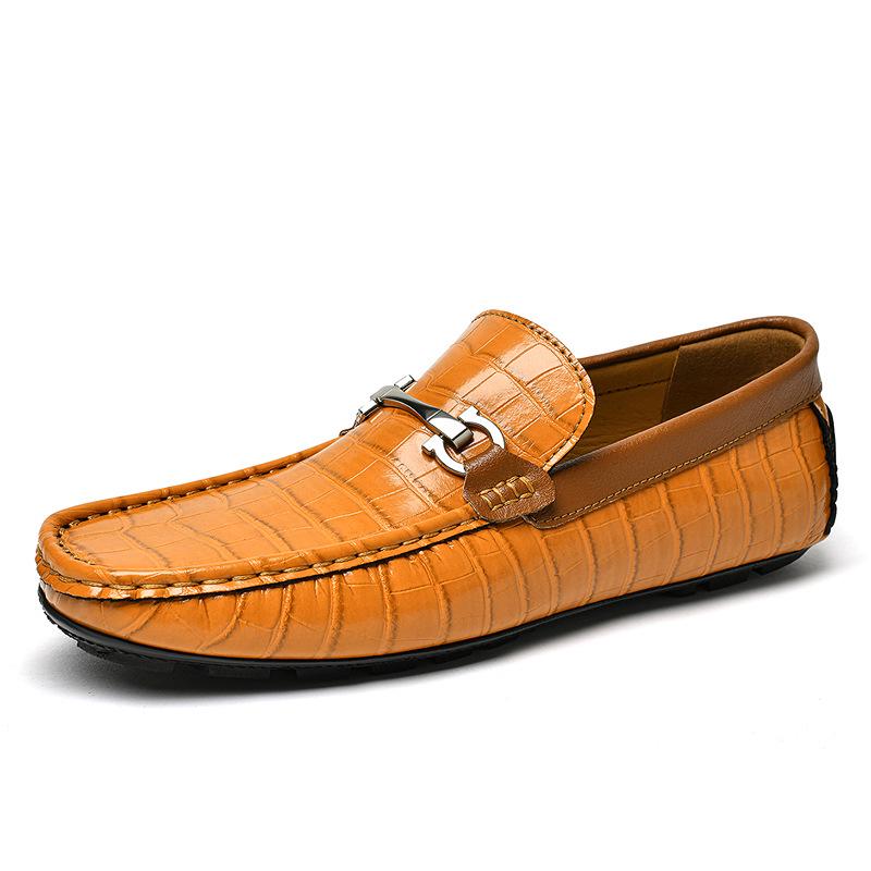 Men s Large Cowhide Leather Slip-On Loafers - Business Casual Driving Moccasins 38