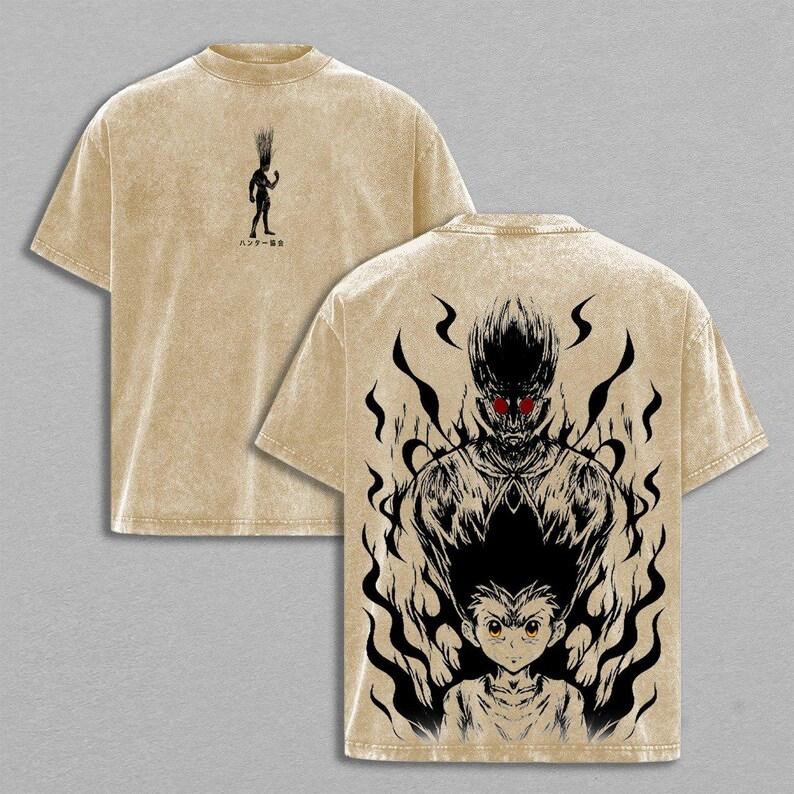 Freecss Gon Print Tee Anime Hunter x Hunter Clothing Men Women Retro Washed T-shirts Short Sleeve Tshirt Harajuku Cotton T Shirt