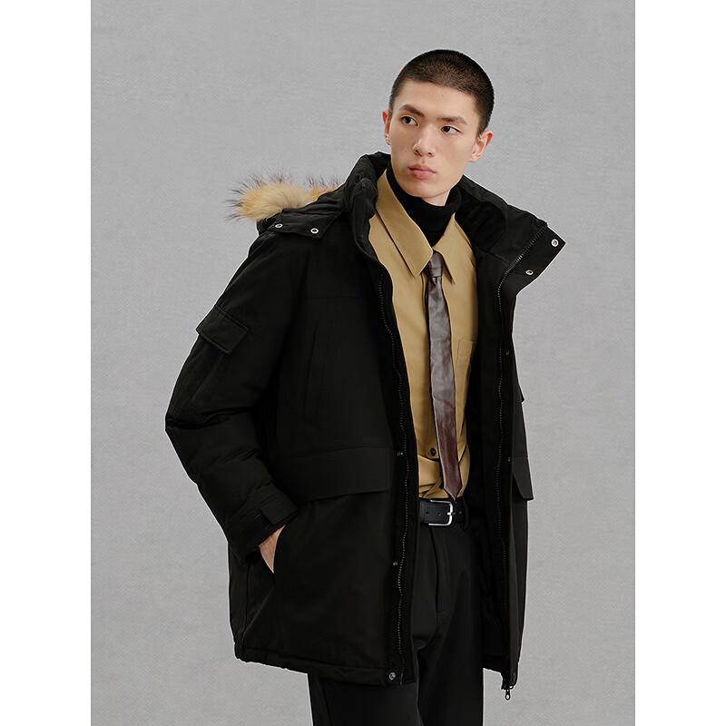 GXG Men's Fur Collar Parka Down Jacket