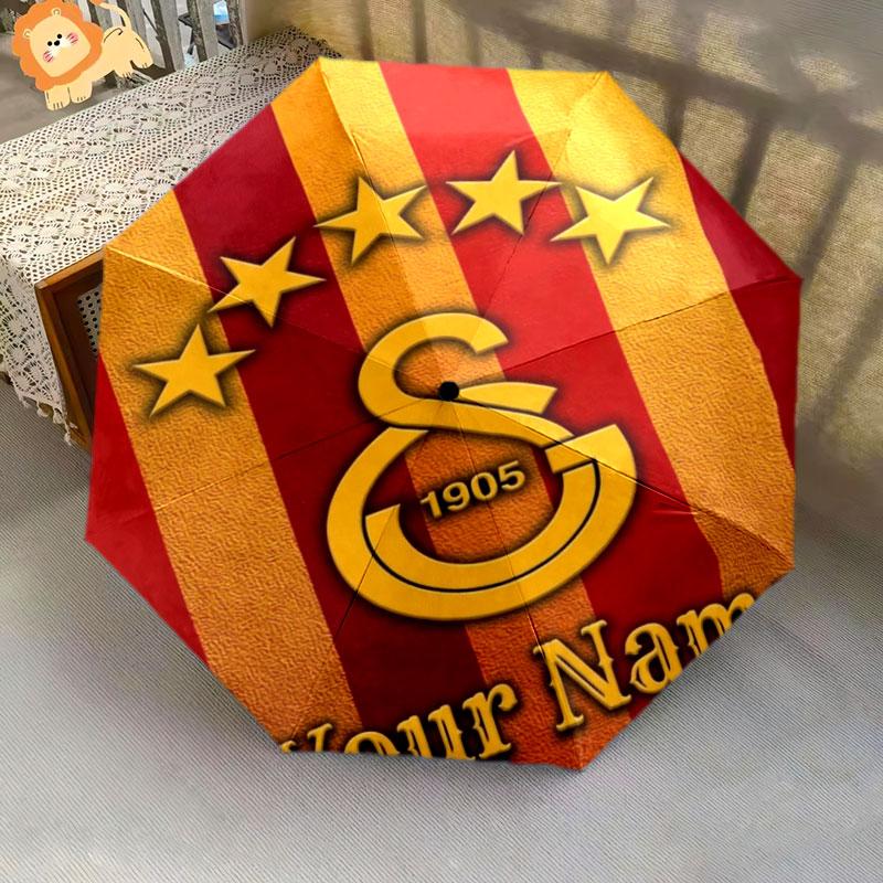 1 PC Automatic Folding Umbrella - Galatasaray S Custom Name Pattern, Portable & Foldable Design with 8 Ribs, Christmas Birthday Gifts