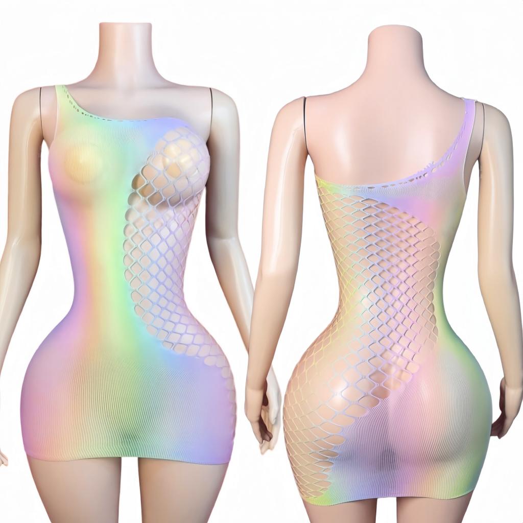 Sexy Lingerie Sex Bodycon Dress Fishnet Clubwear Beach Christmas Valentine's Day Women's Rainbow Babydolls Dresses