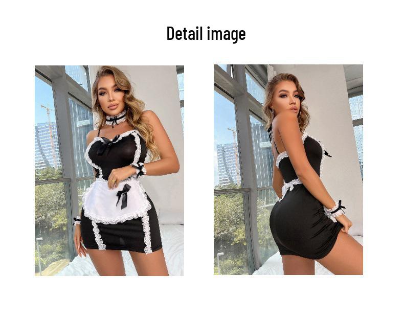 European & American Sexy Maid Uniform: White Lace Lingerie Set for Nightclubs